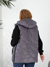 Женская жилетка цвет с капюшоном цвет графит, Цвет: Графитовый, Размер: 56, изображение 4