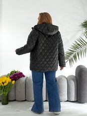 Женская демисезонная куртка черного цвета, Цвет: Черный, Размер: 56, изображение 4