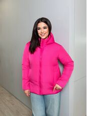 Женская демисезонная куртка малинового цвета, Цвет: Малиновый, Размер: 56