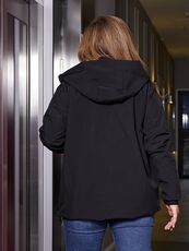 Женская ветровка с капюшоном на подкладке черного цвета, Цвет: Черный, Размер: 60, изображение 5