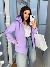 Женская демисезонная куртка сиреневого цвета, Цвет: Сиреневый, Размер: 64, изображение 4