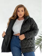 Женская демисезонная куртка черного цвета, Цвет: Черный, Размер: 56