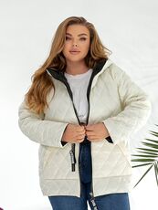 Женская демисезонная куртка молочного цвета, Цвет: Молочный, Размер: 56, изображение 6