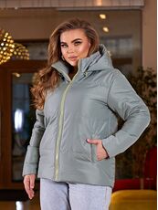 Женская демисезонная куртка цвет оливковый, Цвет: Оливковый, Размер: 64, изображение 2