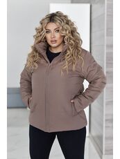 Женская демисезонная куртка цвета капучино, Цвет: Темно-бежевый, Размер: 60