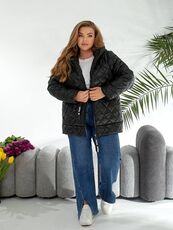 Женская демисезонная куртка черного цвета, Цвет: Черный, Размер: 56, изображение 2