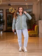 Женская демисезонная куртка цвет оливковый, Цвет: Оливковый, Размер: 64, изображение 3