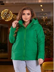 Женская демисезонная куртка цвет трава, Цвет: Светло-зеленый, Размер: 68, изображение 4