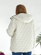 Женская демисезонная куртка молочного цвета, Цвет: Молочный, Размер: 56, изображение 5