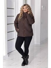 Женская демисезонная куртка цвета шоколад, Цвет: Коричневый, Размер: 52, изображение 3