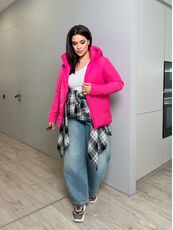 Женская демисезонная куртка малинового цвета, Цвет: Малиновый, Размер: 56, изображение 6