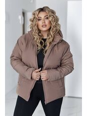 Женская демисезонная куртка цвета капучино, Цвет: Темно-бежевый, Размер: 60, изображение 3