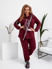 Женский спортивный костюм цвет марсала, Цвет: Бордовый, Размер: 56, изображение 2