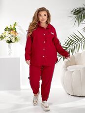 Женский прогулочный костюм красного цвета, Цвет: Красный, Размер: 48