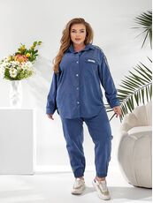 Женский прогулочный костюм джинсового цвета, Цвет: Синий, Размер: 48, изображение 5