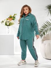 Женский прогулочный костюм зеленого цвета, Цвет: Зеленый, Размер: 48, изображение 4