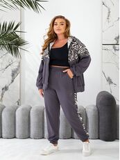 Женский прогулочный костюм графитового цвета, Цвет: Серый, Размер: 48, изображение 3