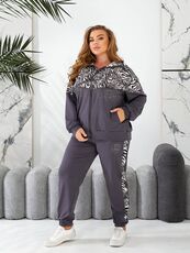 Женский прогулочный костюм графитового цвета, Цвет: Серый, Размер: 48, изображение 6