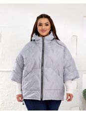 Женский теплый жилет с рукавами 3/4 цвет светло-серый, Цвет: Светло-серый, Размер: 50, изображение 5