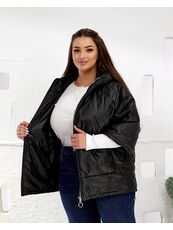 Женский теплый жилет с рукавами 3/4 цвет черный, Цвет: Черный, Размер: 50, изображение 2