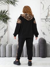 Женский прогулочный костюм черного цвета, Цвет: Черный, Размер: 48, изображение 4