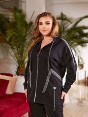 Женский спортивный костюм цвет черный, Цвет: Черный, Размер: 56, изображение 3