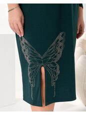 Женское трикотажное платье миди свободного кроя цвет изумрудный, Цвет: Изумрудный, Размер: 48, изображение 6