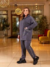 Женский спортивный костюм цвет графит, Цвет: Графитовый, Размер: 56, изображение 3