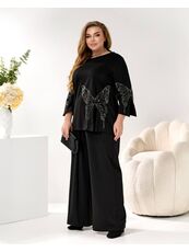 Женский трикотажный костюм двойка цвет черный, Цвет: Черный, Размер: 48, изображение 3