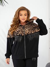 Женский прогулочный костюм черного цвета, Цвет: Черный, Размер: 48, изображение 5