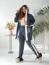 Женский прогулочный костюм графитового цвета, Цвет: Серый, Размер: 48, изображение 2