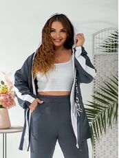 Женский прогулочный костюм графитового цвета, Цвет: Серый, Размер: 48, изображение 3