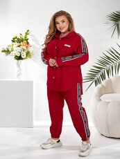 Женский прогулочный костюм красного цвета, Цвет: Красный, Размер: 48, изображение 2