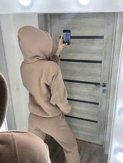 Женский теплый костюм двойка цвет мокко, Цвет: Темно-бежевый, Размер: 54, изображение 3