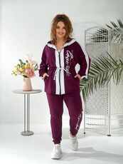 Женский прогулочный костюм сливового цвета, Цвет: Бордовый, Размер: 48