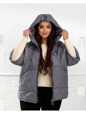 Женский теплый жилет с рукавами 3/4 цвет графит, Цвет: Графитовый, Размер: 50, изображение 2