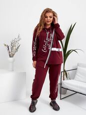 Женский спортивный костюм цвет марсала, Цвет: Бордовый, Размер: 56, изображение 4