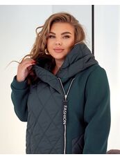 Женский демисезонный теплый кардиган смарагдового цвета, Цвет: Изумрудный, Размер: 48, изображение 3