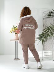 Женский прогулочный костюм цвета мокко, Цвет: Темно-бежевый, Размер: 48, изображение 4