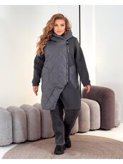 Женский демисезонный теплый кардиган серого цвета, Цвет: Серый, Размер: 48