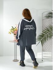 Женский прогулочный костюм графитового цвета, Цвет: Серый, Размер: 48, изображение 4