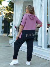 Женский прогулочный костюм двойка цвет фрез, Цвет: Лиловый, Размер: 56, изображение 2