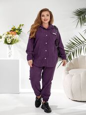 Женский прогулочный костюм сливового цвета, Цвет: Фиолетовый, Размер: 48, изображение 5