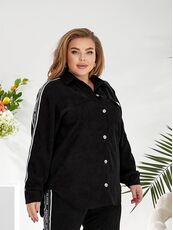 Женский прогулочный костюм черного цвета, Цвет: Черный, Размер: 48, изображение 4