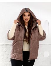 Женский теплый жилет с рукавами 3/4 цвет мокко, Цвет: Темно-бежевый, Размер: 50, изображение 5