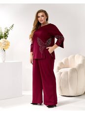 Женский трикотажный костюм двойка цвет бордовый, Цвет: Бордовый, Размер: 48, изображение 3