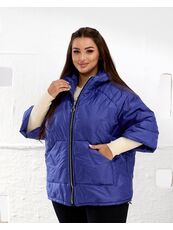 Женский теплый жилет с рукавами 3/4 цвет электрик, Цвет: Синий, Размер: 50, изображение 6