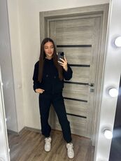 Женский теплый костюм двойка цвет черный, Цвет: Черный, Размер: 54, изображение 5