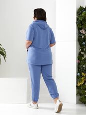 Женский спортивный костюм с коротким рукавом джинс, Цвет: Светло-синий, Размер: 48, изображение 4