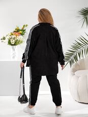 Женский прогулочный костюм черного цвета, Цвет: Черный, Размер: 48, изображение 2